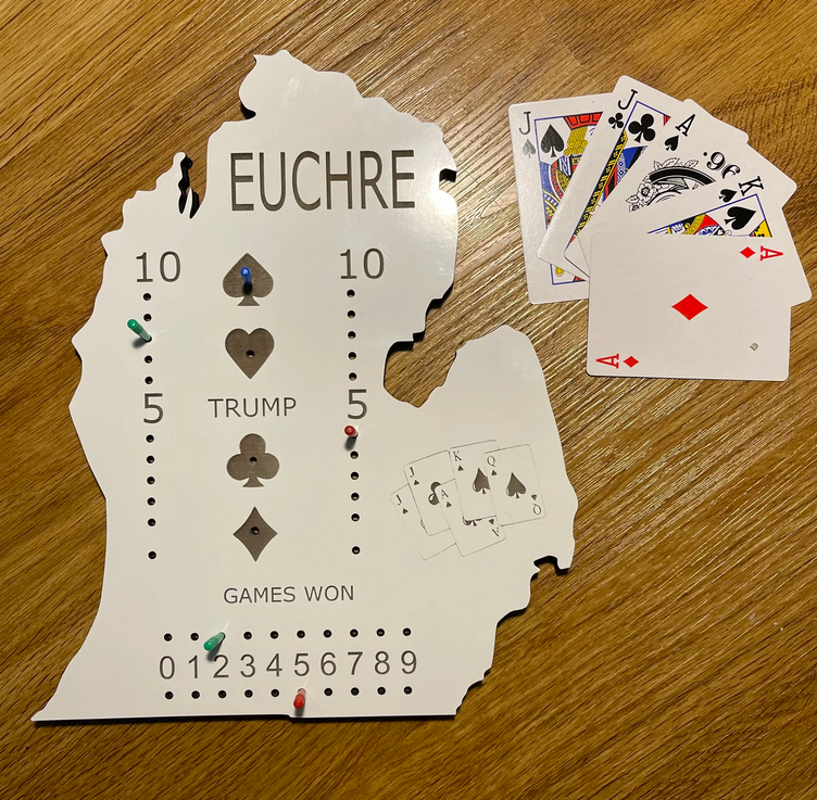 Michigan Shaped Euchre Game Board - Made In The Mitten
