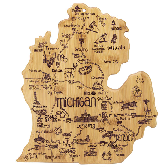 Michigan Shaped Icon Cutting Board Serving Tray