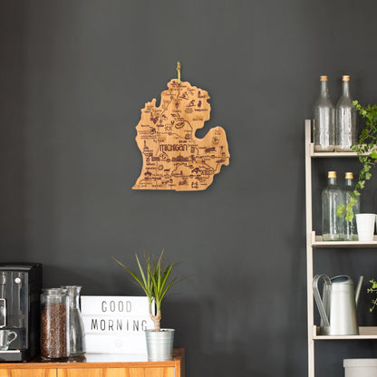Michigan Shaped Icon Cutting Board Serving Tray